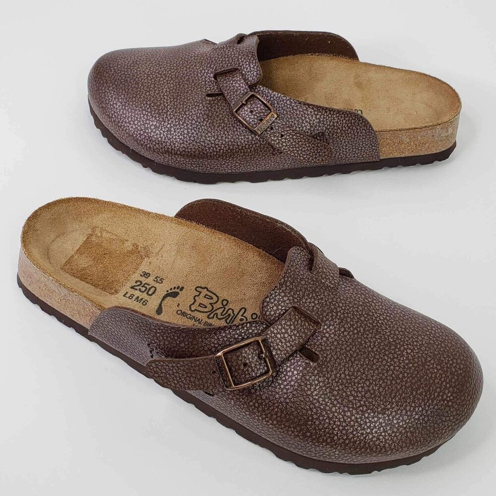 Birkenstock Boston Grip Vintage Wood Roast Leather Womens Size EU 39 US 8 M